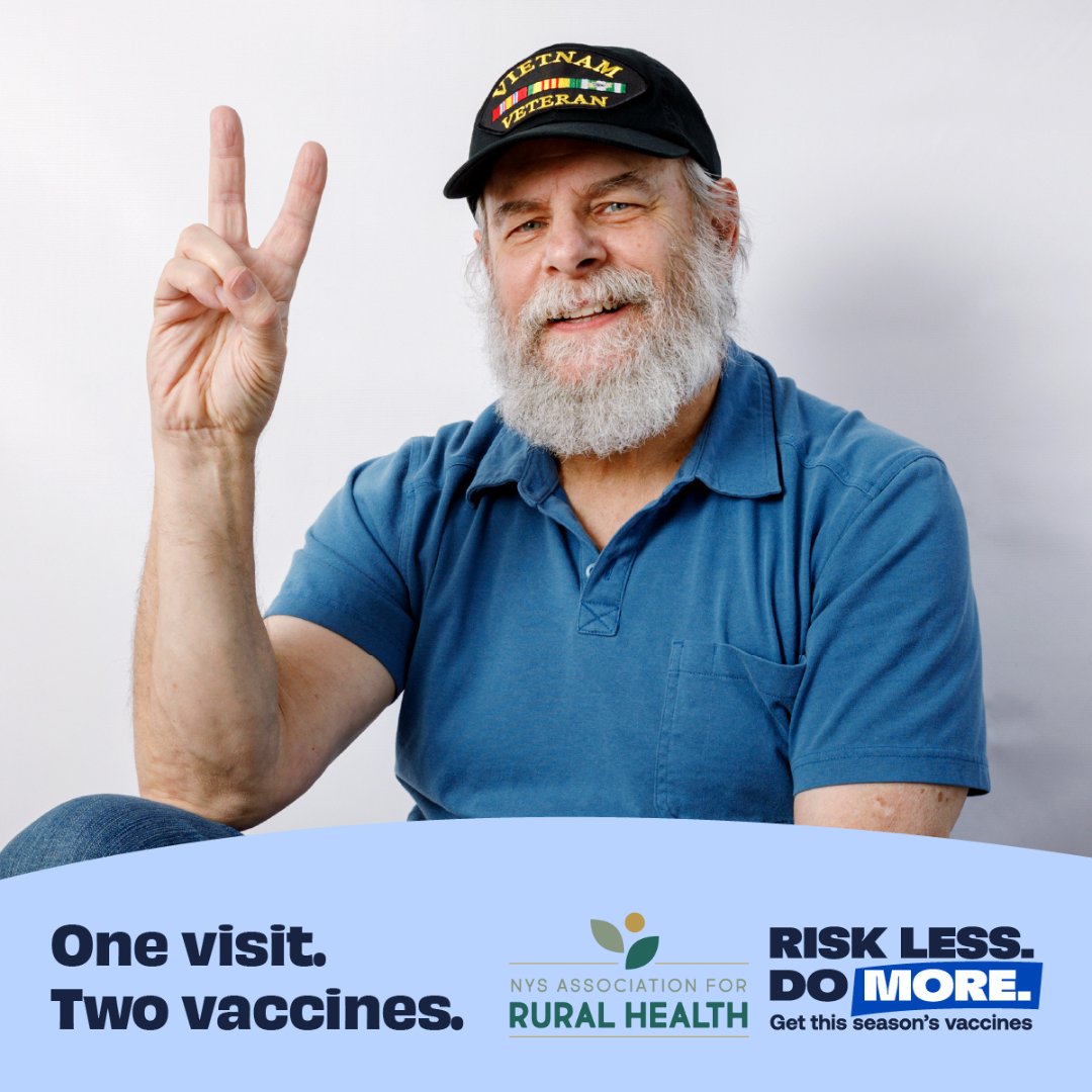 NYSARHInfo's tweet photo. One visit, two vaccines—it's that simple! Protect yourself this season by getting both your flu and COVID vaccines in one convenient trip. Stay healthy and make it easier than ever to guard against getting really sick. Vaccines are your best defense—don’t wait! #RiskLessDoMore https://t.co/MXM2klnaJi