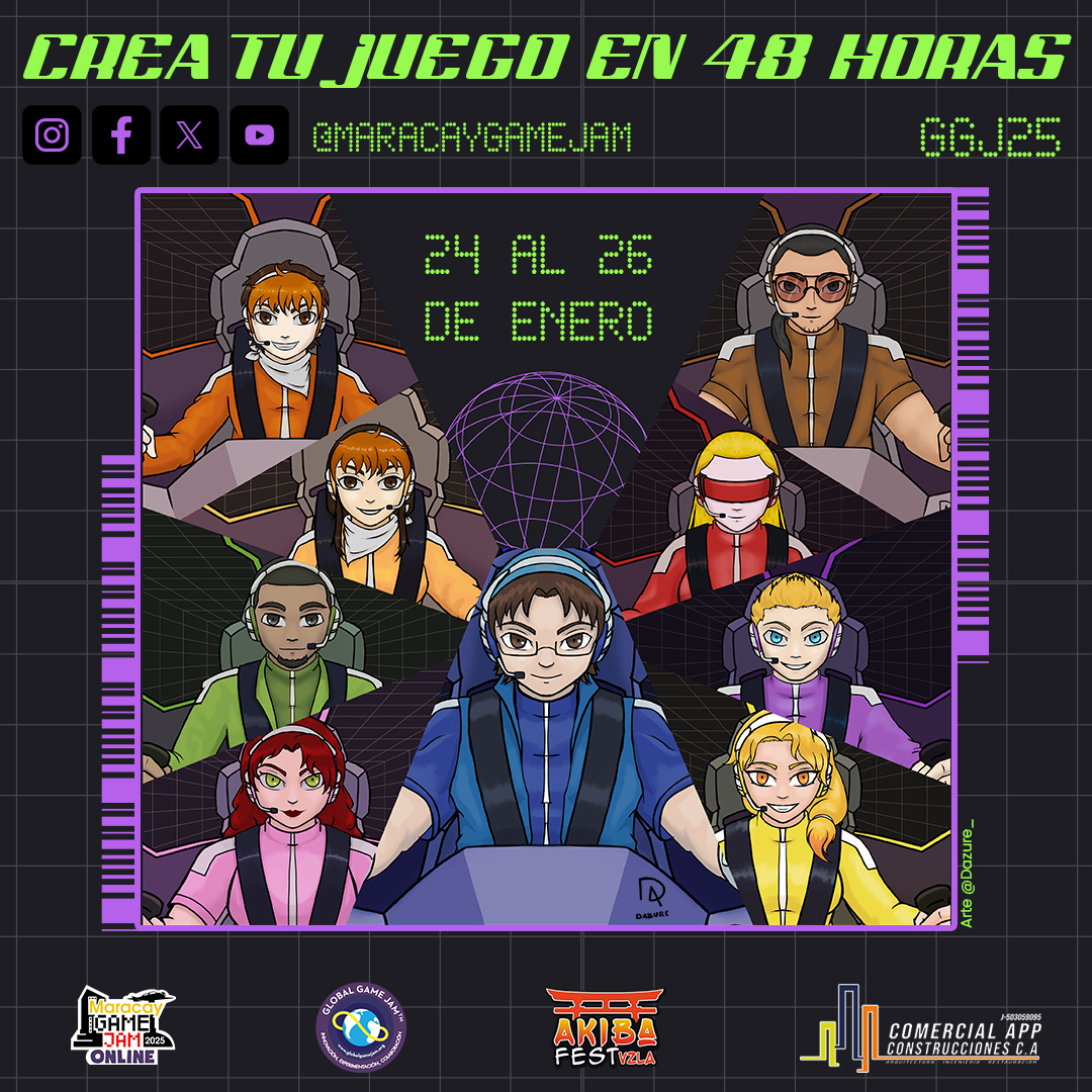 ¿Te gusta nuestro poster principal de está edición?
;
gracias por la imagen <a href="/DazureArt/">Daniel Z</a>
;
;
<a href="/globalgamejam/">GlobalGameJam</a>
;
;
#ggj25 #ggjmaracay #gameJam #gameDev #indiegame #videojuegos #software #code #music #makers #gameDesign #stem #STEMart