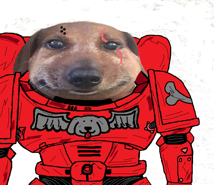 to viciada em warhammer e agr desenhei um dog marine 🐶