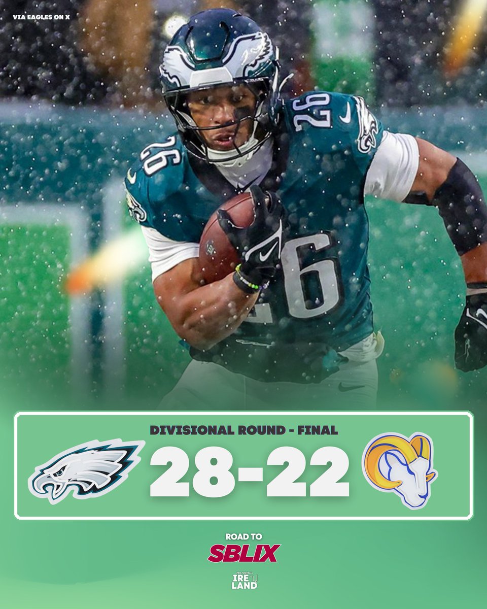 NFLIreland's tweet photo. THE EAGLES WIN A SNOW CLASSIC!

ONE GAME FROM THE SUPER BOWL! https://t.co/5KxWbojYQs