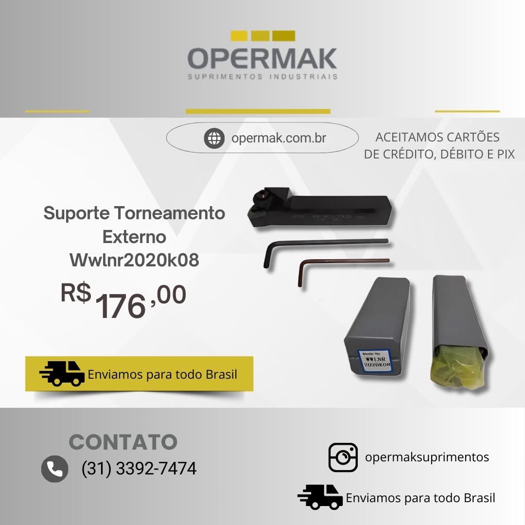 Opermak's tweet photo. Suporte WWLNR2020K08 para insertos WNMG.⚙️👌
.
💲 Por apenas R$ 176,00!

☎️ 31 3392-7474 | WhatsApp (31) 2566-9182
📲 (31) 99932-4817 

• https://t.co/EiOmttgeZe

#SuprimentosIndustriais #MetalMecanica #corteeusinagem #mediçãoindustrial #micronometroexterno https://t.co/zlyeyCD5Ej