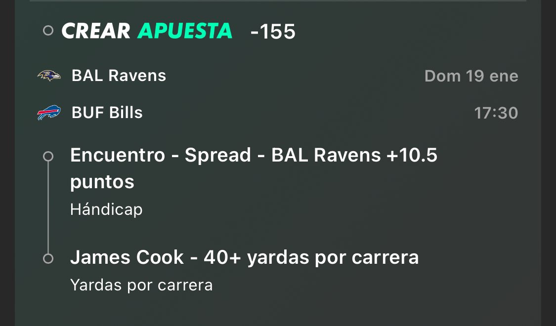 PICK 24 NFL

-Spread de +10.5 Ravens
+40 Yardas por carrera James Cook 

Momio -155

#BaltimoreRavens #BuffaloBills #NFL