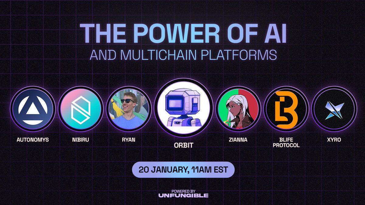 The Power of AI and Multichain Platforms

You don't want to miss out on this spaces event tomorrow! 

⏰ Monday January 20, 11AM EST

Set your reminders below 👇