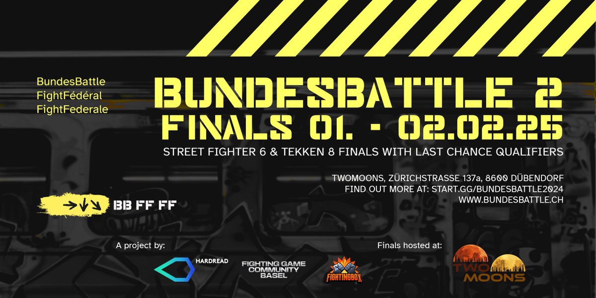 Registrations for Last Chance Qualifiers and Finals of the BundesBattle Finals are live!

Join the action in Tekken 8 and Street Fighter 6:
Feb 1: Tekken 8 LCQ &amp; Finals
Feb 2: Street Fighter 6 LCQ &amp; Finals

Register here: start.gg/bundesbattle20…

#FGC #TEKKEN8  #SF6