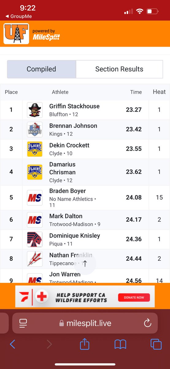 griffstack04's tweet photo. Results from UF track meet (1/18/2025) https://t.co/4Piq6bnlAr