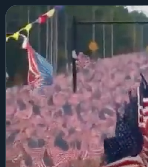 jwkovell's tweet photo. @KMcK2018 @Emelina69007045 @_MagaTrain Honest question: What city do you believe this is?

This is an AI generated video or the air is so hot that the flags and vehicles are literally melting.

Does it concern you that a fake video is being used to hype the popularity of a cause instead of using genuine video? https://t.co/Ct31EQJdIC