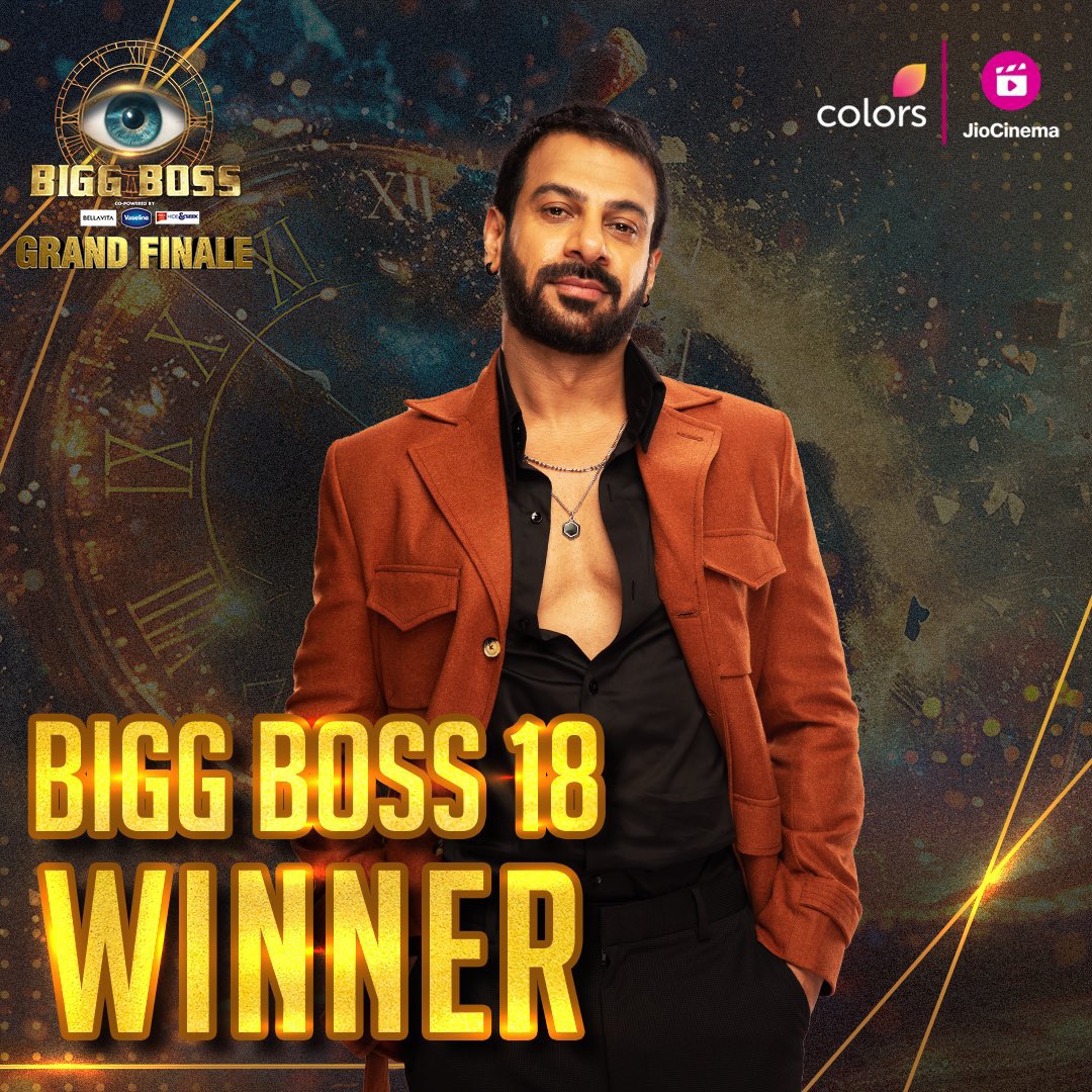 Congratulations to Karanveer Mehra for 🥇🏆winning #BiggBoss18.

Your journey was inspiring, and your resilience and spirit have won hearts across the nation.

⏩Well-deserved victory 🏆 

#KaranVeerMehra #bb18winner 
#ElvishYadav #BB18