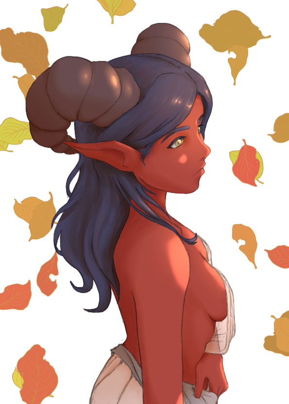 イラストをリメイクしました。色使いにまだ悩んでいます…。I made a remake of an illustration. I'm still struggling with the colors.. 
#tiefling