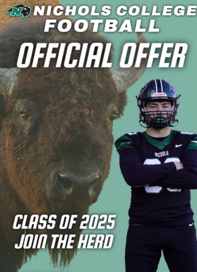 AJ Cannet #13 2025 QB (@aj_cannet_13) on Twitter photo After a great conversation with <a href="/CoachVBisonHC/">Vinny Marino</a> and <a href="/CoachCase77/">Chuck Case</a> today I am blessed to receive an offer to play for the Bisons <a href="/NicholsFootball/">NC_Football</a>.
<a href="/coachba81/">Bill Ashton</a> <a href="/primetimecamps/">Prime Time Football</a>
<a href="/LIBLITZ/">LI BLITZ</a> <a href="/JayFiedler/">Jay Fiedler</a> After a great conversation with <a href="/CoachVBisonHC/">Vinny Marino</a> and <a href="/CoachCase77/">Chuck Case</a> today I am blessed to receive an offer to play for the Bisons <a href="/NicholsFootball/">NC_Football</a>.
<a href="/coachba81/">Bill Ashton</a> <a href="/primetimecamps/">Prime Time Football</a>
<a href="/LIBLITZ/">LI BLITZ</a> <a href="/JayFiedler/">Jay Fiedler</a>