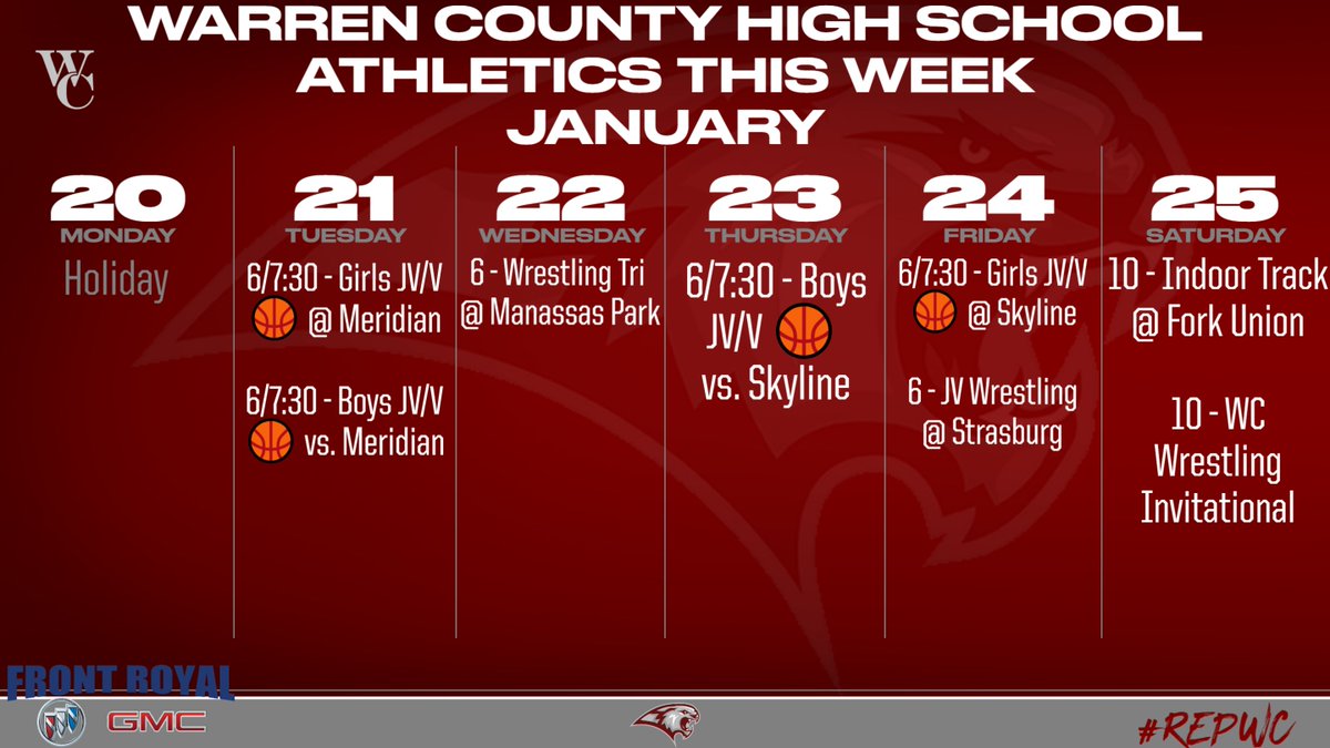 WarCoAthletics's tweet photo. With weather ❄ and game movement. Always go to https://t.co/ujwCyJvZy1 (be sure to select calendar on Athletic website) #REPWC https://t.co/7W1LchUL2V