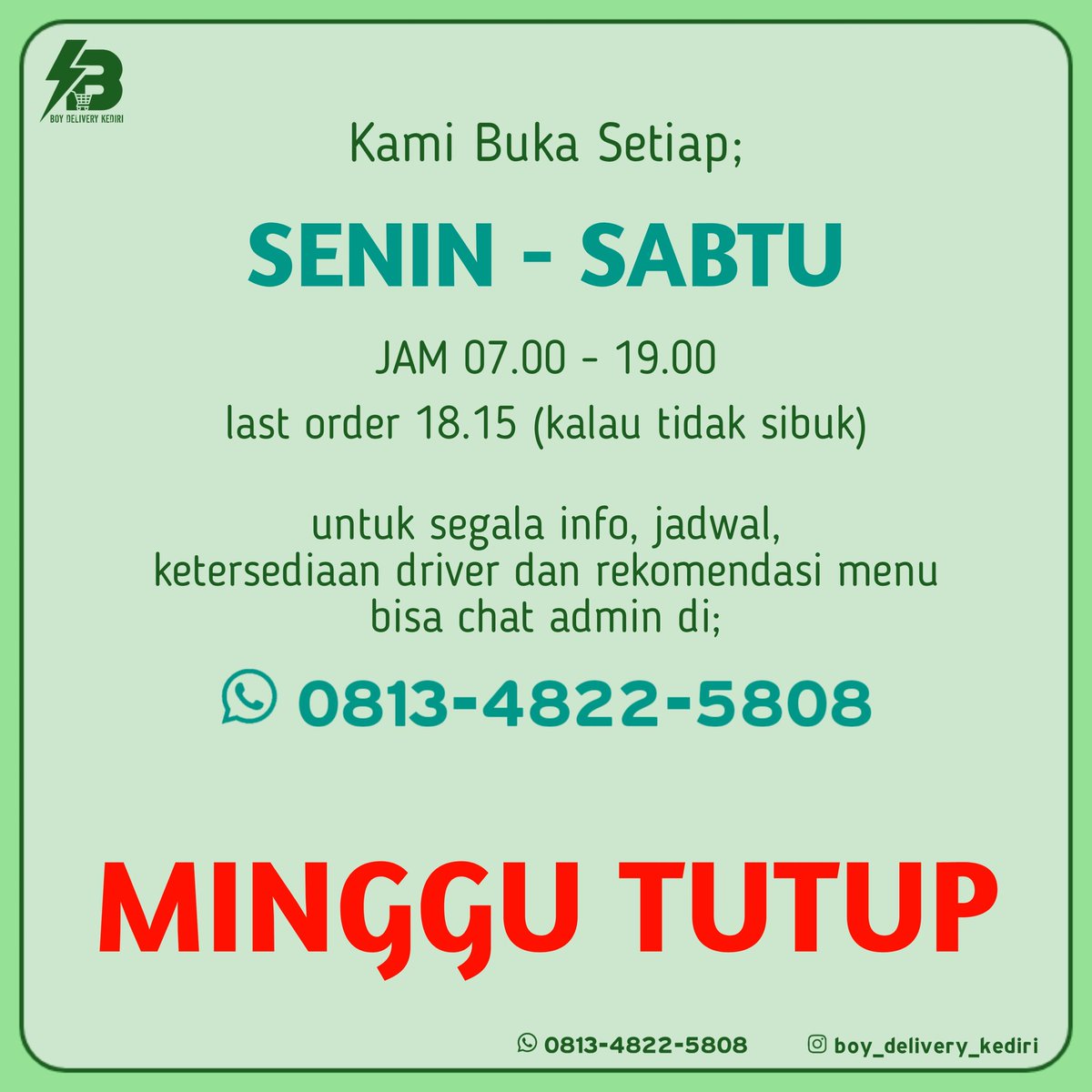 kopickoooo____'s tweet photo. Senin Ceria, Wakunya Semangat Menjalani Aktifitas..
yg Nggak Ada Aktifitas, Turu Juga Boleh 🙌
Kalo Luwe Jangan Lupa Order Makananmu Hanya di  #boydeliverykediri  

Ready setiap senin - sabtu jam 07.00 - 18.15 ( Minggu prei, wayahe wayahe wayahe.. )

#kurirkediri #deliverykediri https://t.co/7RKLUvHf7l
