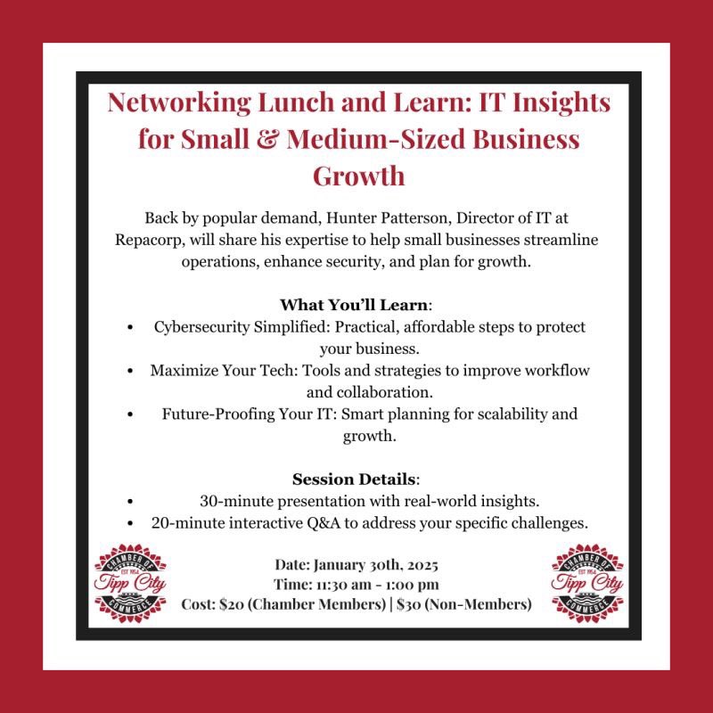 Looking for practical steps to protect your small or medium-sized business? Join us for our next Networking Lunch and Learn at Coldwater Cafe! Register Here! lnkd.in/gje9-6ns