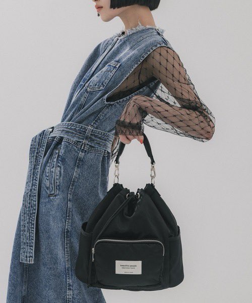 beautiful people STUDIOUS別注　ナイロン巾着バッグ 再入荷】 beautiful people × STUDIOUS 別注ナイロン巾着バッグ発売中