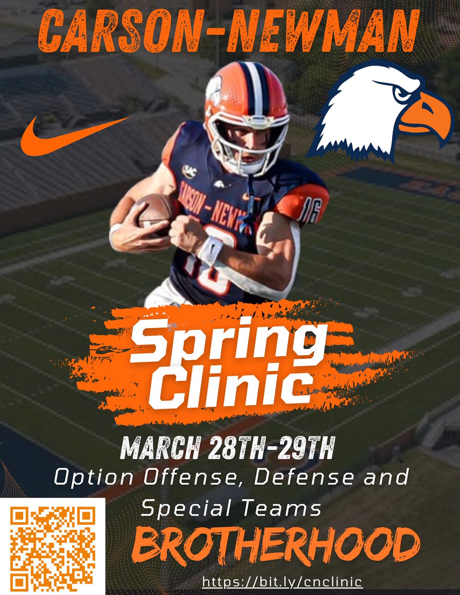 Come Clinic at Mossy Creek❕🦅

☑️ Option Offense 

☑️ Defense 

☑️ Special Teams 

🗓️ March 28th - March 29th

📍Ken Sparks Athletic Complex 

Register: bit.ly/cnclinic

#Brotherhood #cnfootball #TalonsUp #ComeToTheCreek