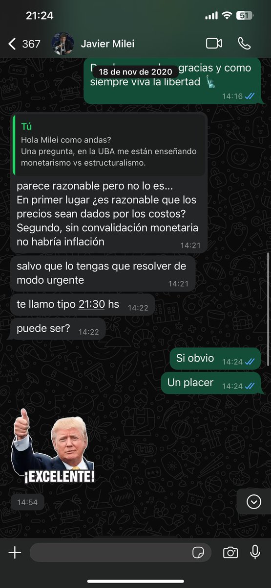 Veo todo lo de Milei y me flashea que sea el mismo que cuando le pedía ayuda con la facultad se ponía la 10 y me daba una mano.