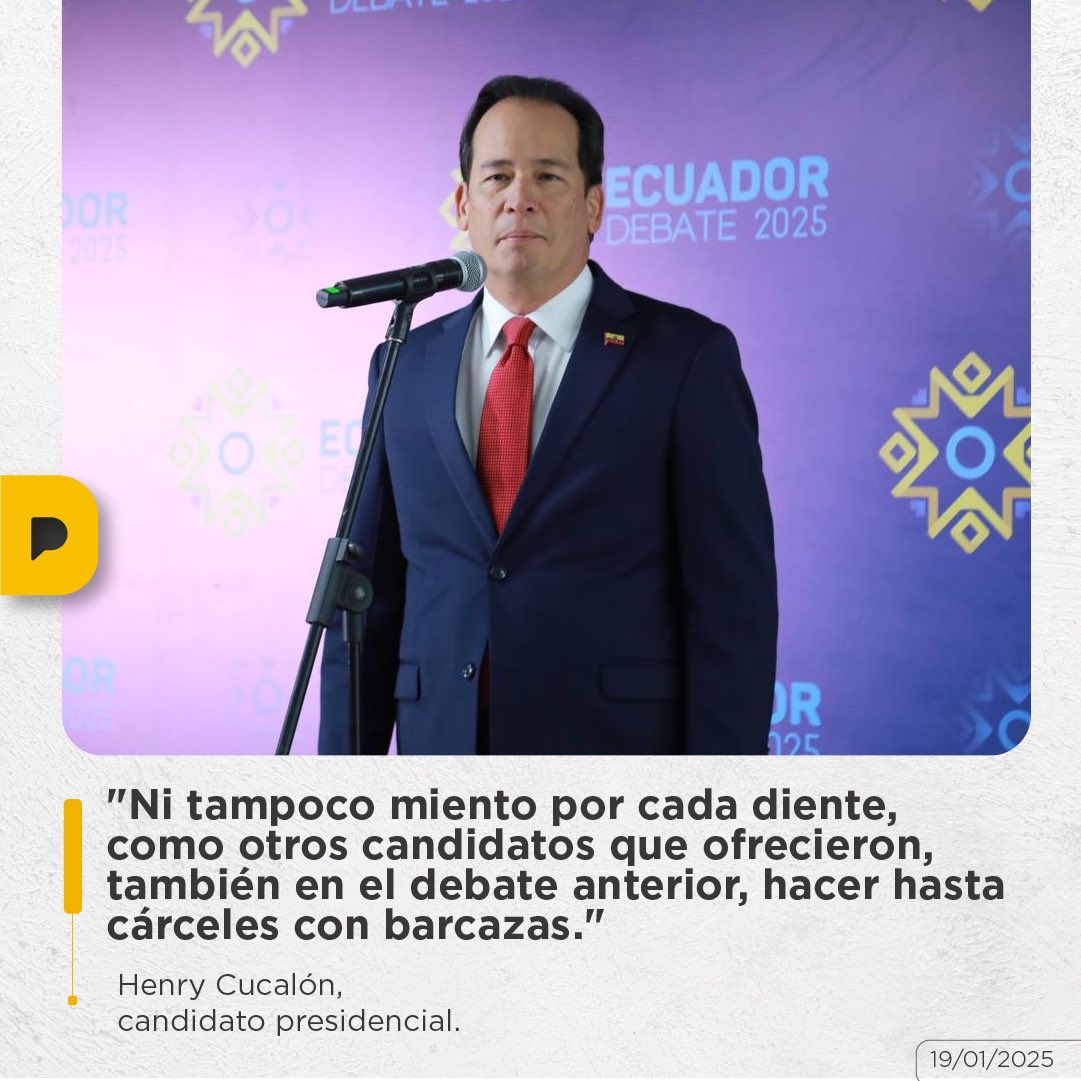 "Yo sí lo voy a cumplir, no como vos", le dijo, en pocas palabras, el candidato presidencial Henry Cucalón en relación a enfrentar a los grupos criminales. #ElDebateEnLaPosta