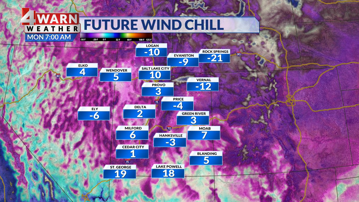 StormySandersWX's tweet photo. Brace for bitter wind chill values tonight! Frostbite to exposed skin could occur in under 30 mins, make sure to prepare with gloves, a hat, and a good jacket. Extreme Cold Warning is in effect for the Bear River Valley where frostbite in only 10 mins is possible #utwx
@abc4utah https://t.co/YcWsacAgAU