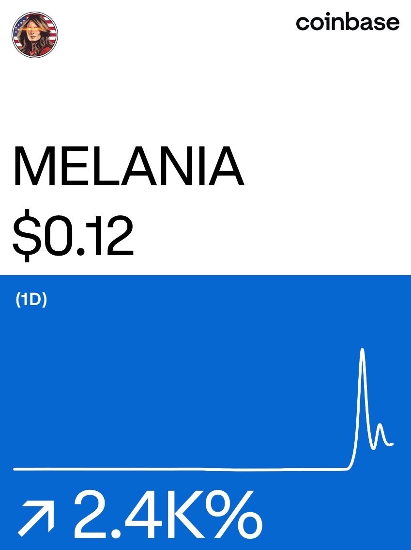 Melania Trump on <a href="/Coinbase/">Coinbase 🛡️</a>: coinbase.com/price/melania-…