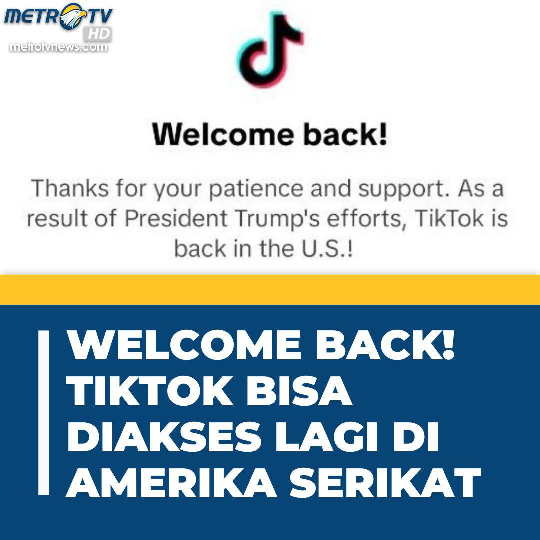 Metro_TV's tweet photo. TikTok akhirnya memulihkan layanannya di Amerika Serikat (AS) secara bertahap, setelah sempat menyetop aplikasinya pada Minggu (19/1) dini hari waktu AS. Layanan TikTok dikabarkan bisa diakses lagi di wilayah Amerika Serikat pada Minggu siang (19/1)

#WelcomeBackTikTok #TikTok #AmerikaSerikat #MetroTV