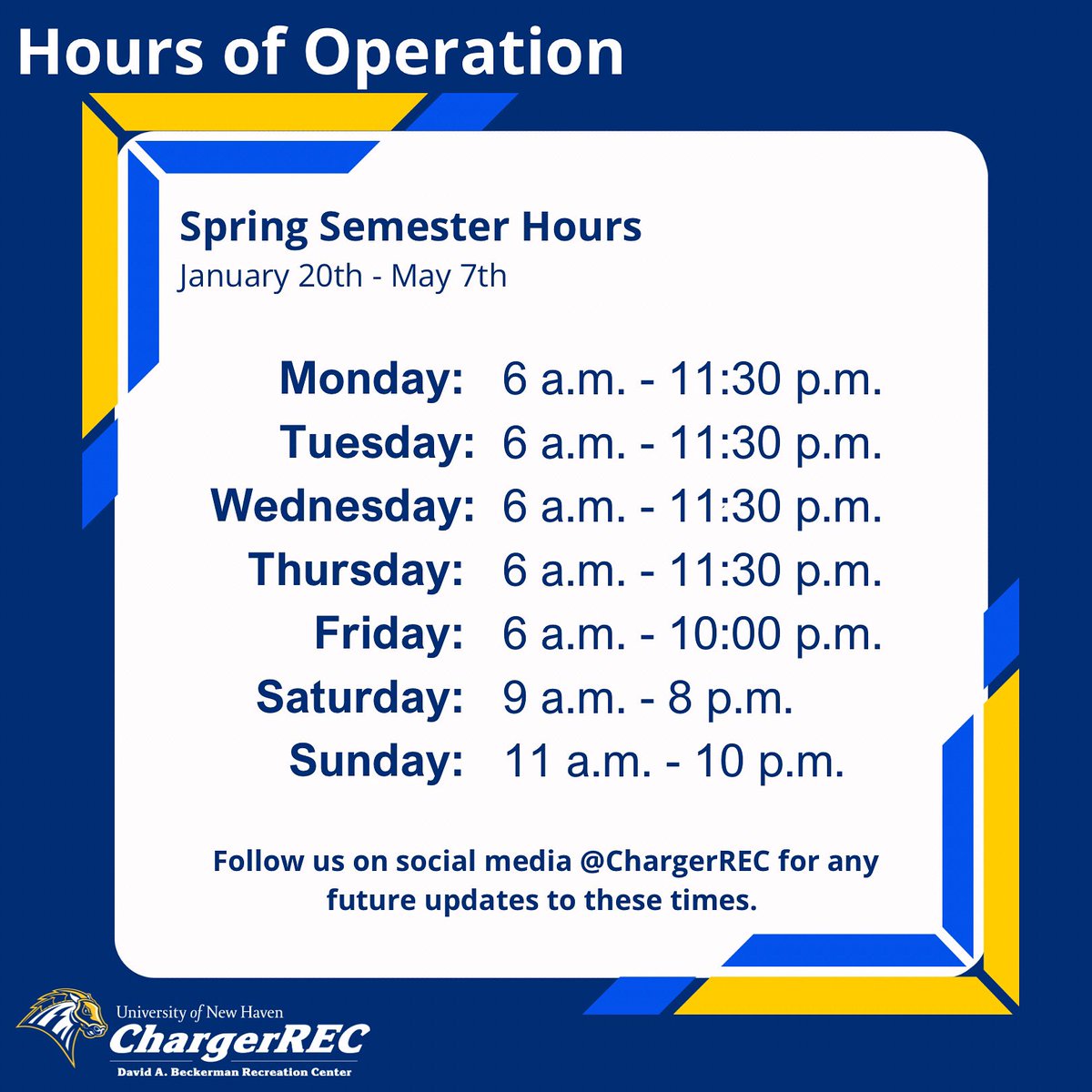 Spring Semester Hours of Operation ⏰