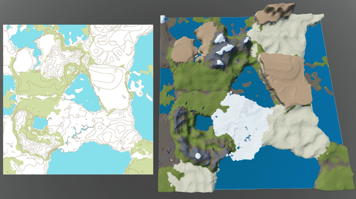Today I decided to create a topographical map generator to get more experience with EditableImages and buffers.

I'm really happy with the result! It works on any set of terrain and can be customized for different regions and height scales, entirely within Studio.

#RobloxDev