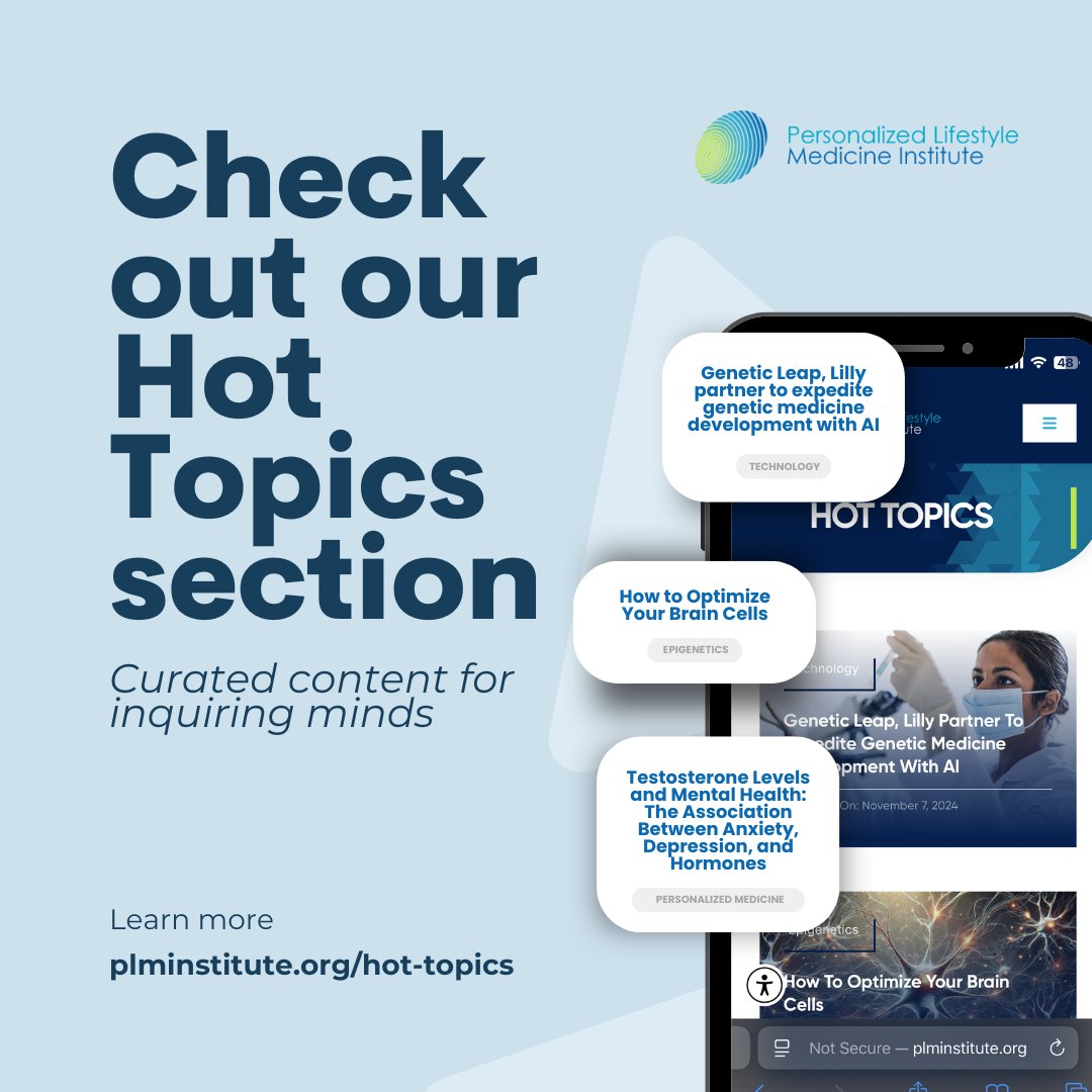 PLMInstitute's tweet photo. 🧬 epigenetics 💪 health &amp; fitness 🌱 microbiome 🧑‍⚕️ personalized medicine

PLMI curates in-depth, well-researched, and timely science information in our HOT TOPICS area.

Come check it out!
https://t.co/FIGmIF2Zxg

#plmi #personalizedmedicine #healthandwellness #healthspan https://t.co/URSNRn8Irm