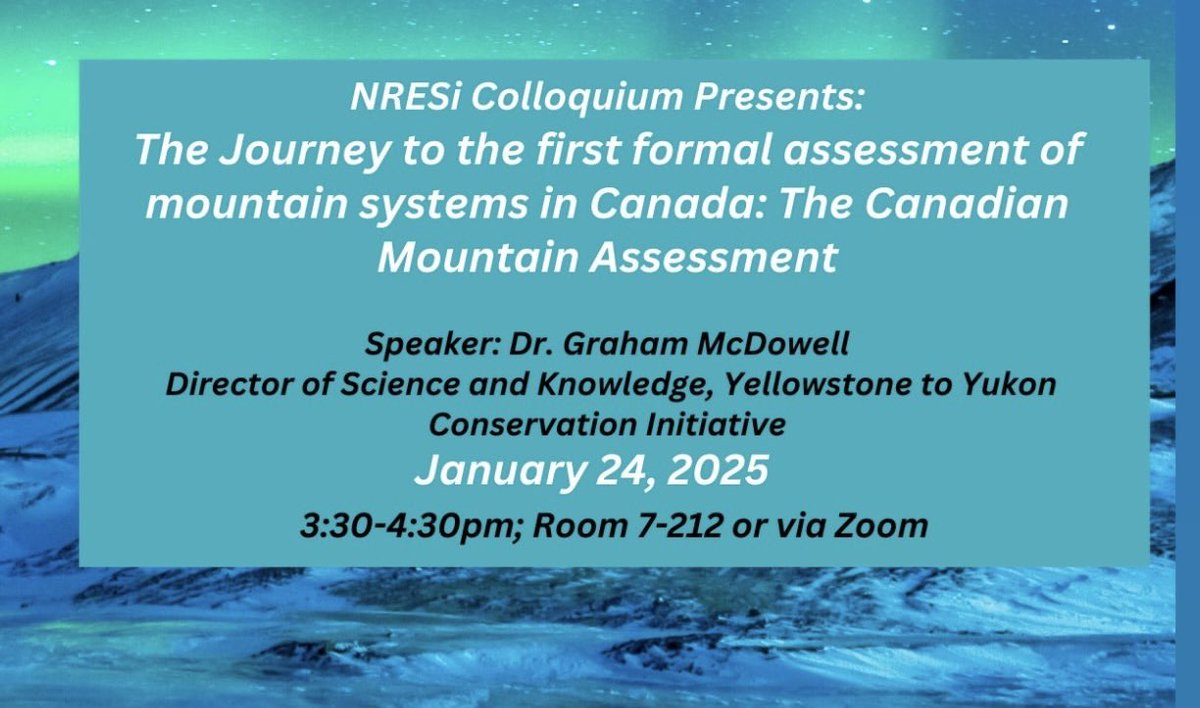UNBC Geography, Earth & Environmental Sciences (@unbc_gees) on Twitter photo ✴️ THURSDAY - UNBC’s Northern Days Events
Join us as we welcome back Dr. Gail Fondahl, <a href="/UNBC_GEES/">UNBC Geography, Earth & Environmental Sciences</a> Professor Emerita, at 12pm PT - in-person only Rm 7-152
<a href="/UNBC_NRESi/">NRESi</a> presents Dr. Graham McDowell - founder and leader of the Canadian Mountain Assessment & Director <a href="/Y2Y_Initiative/">Yellowstone to Yukon Conservation Initiative</a> ✴️ THURSDAY - UNBC’s Northern Days Events
Join us as we welcome back Dr. Gail Fondahl, <a href="/UNBC_GEES/">UNBC Geography, Earth & Environmental Sciences</a> Professor Emerita, at 12pm PT - in-person only Rm 7-152
<a href="/UNBC_NRESi/">NRESi</a> presents Dr. Graham McDowell - founder and leader of the Canadian Mountain Assessment & Director <a href="/Y2Y_Initiative/">Yellowstone to Yukon Conservation Initiative</a>