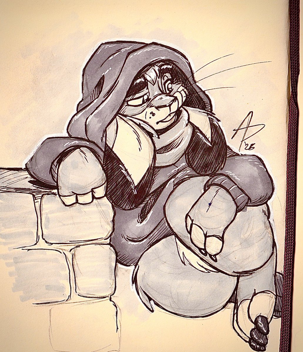 Decided to do a bit more inks on this piece to expand on it. Even put in some markers to finish it up. I miss doing physical sketchbook stuff. 🐰🖋️