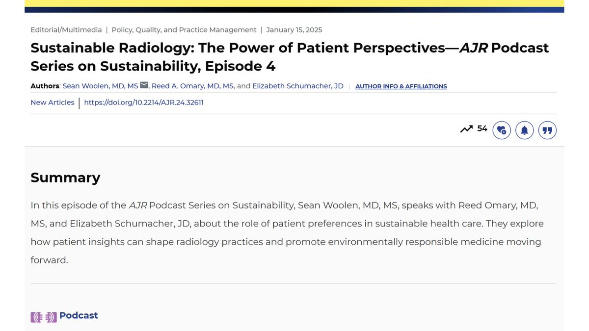 Andrew Rosenkrantz (@arosenkrantzmd) on Twitter photo New <a href="/AJR_Radiology/">AJR</a>:
"Sustainable Radiology: The Power of Patient Perspectives—AJR Podcast Series on Sustainability, Episode 4"
By Drs <a href="/SeanWoolenMD/">Sean Woolen MD MS</a>, <a href="/ReedOmary/">Reed Omary, MD, MS</a>, & Schumacher <a href="/UCSFimaging/">UCSF Imaging</a> @VUMCradiology
ajronline.org/doi/10.2214/AJ… New <a href="/AJR_Radiology/">AJR</a>:
"Sustainable Radiology: The Power of Patient Perspectives—AJR Podcast Series on Sustainability, Episode 4"
By Drs <a href="/SeanWoolenMD/">Sean Woolen MD MS</a>, <a href="/ReedOmary/">Reed Omary, MD, MS</a>, & Schumacher <a href="/UCSFimaging/">UCSF Imaging</a> @VUMCradiology
ajronline.org/doi/10.2214/AJ…