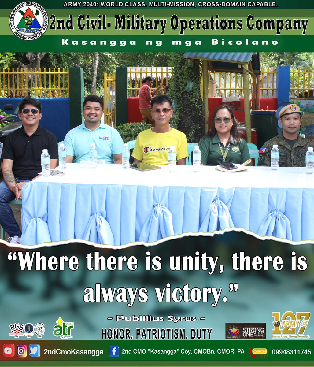 92ndK's tweet photo. QUOTE OF THE DAY
"Where there is unity, there is always victory."
#strongoneafpphilippine
#KaagapayNgMgaBikolano
#MatatagNaHukbongKatihan
#strongarmystrongrepublic
#kasangga2024
#followerseveryone
#quoteoftheday
#higthligths https://t.co/2gP4GkkVTR