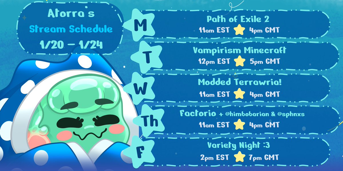 HEWWO EARTHLINGS! 💚🛸✨

The #slime is back again with more play-thrus and a new game! Hope to see you all this week, come by if you can!

#VTuberEN #twitchstreaming #Artorra #Jelluminati