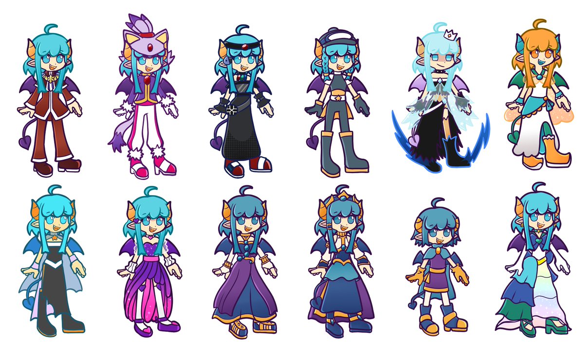All Bonus and Altered Skins for my #Puyo OC based on #PuyoQuest Alts