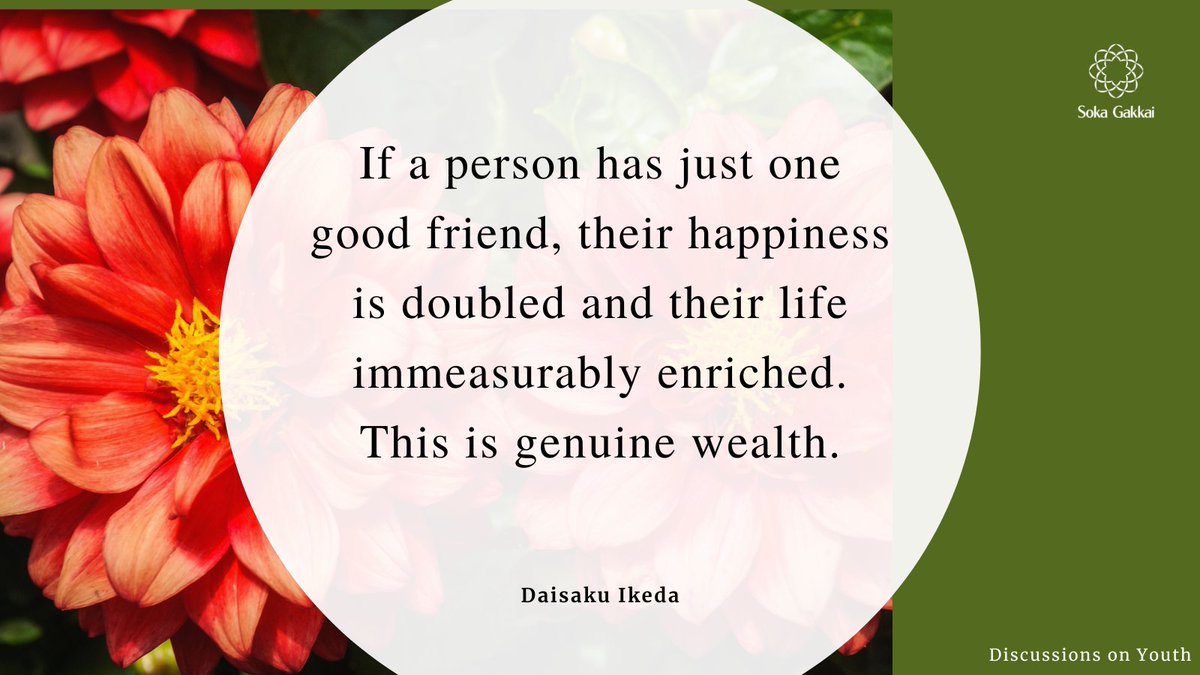 daisakuikeda_of's tweet photo. “If a person has just one good friend, their happiness is doubled and their life immeasurably enriched. This is genuine wealth.”
[Discussions on Youth]
https://t.co/QVFw0l1Lpq
#daisakuikedaquotes #dailyencouragementquotes https://t.co/Xx02ZDa7wg