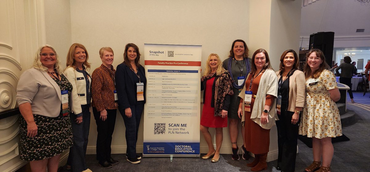 Honored to stand alongside my fellow PLN Steering Committee members at last week’s AACN Faculty Pre-Practice Conference. The event highlighted visionary leaders who inspired innovation in nursing practice and education. 
#AACNFacultyPractice 
 #AACNDoc25
<a href="/JHUNursing/">Hopkins Nursing</a>
