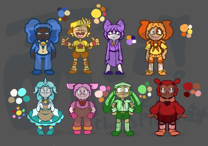 Here's my human/gijinka designs for the critters.

#SmilingCritters