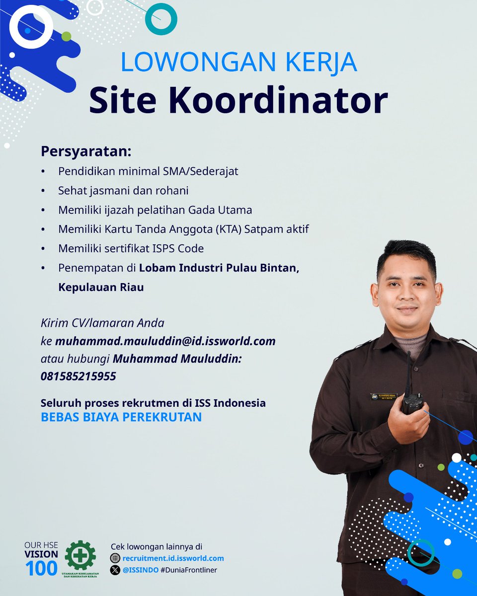 Ada beberapa informasi lowongan Security nih buat kamu yang berdomisili di Pulau Bintan, Kepulauan Riau. Yuk cek apa aja posisi dan syarat-syaratnya!