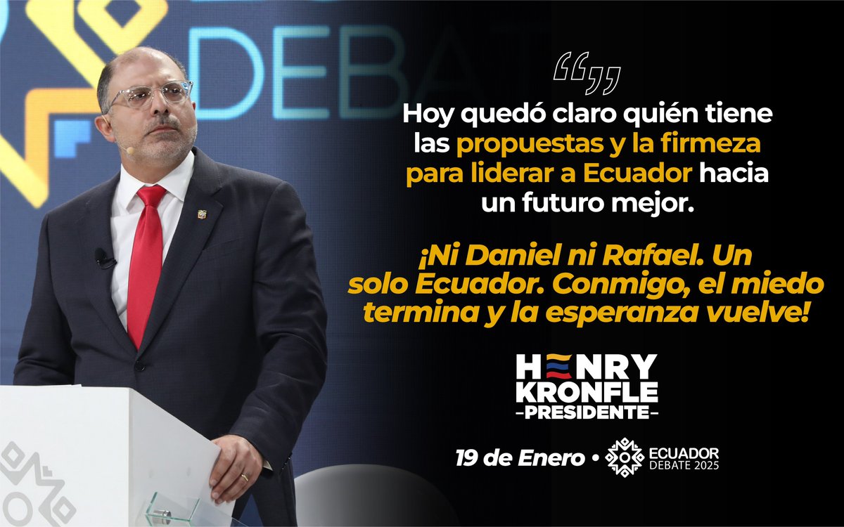 ¡Ni Daniel, Ni Rafael. Un solo ECUADOR.
Conmigo, el miedo termina y la esperanza vuelve!

#HenryKronfle2025
#ElCambioEsAhora
#VolvamosATenerPresidente 💪🏼🇪🇨
