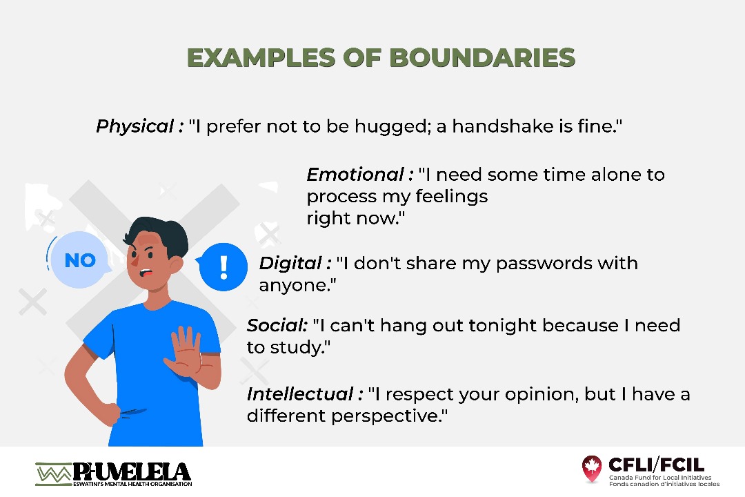 phumelela_sd's tweet photo. Boundaries are like invisible lines that define how we treat ourselves and others. They protect our personal space, feelings, and overall well - being.
#Here2Talk #Phumelela #EndGBV #mentalhealthsupport #culture https://t.co/LI4k2Qa5hM