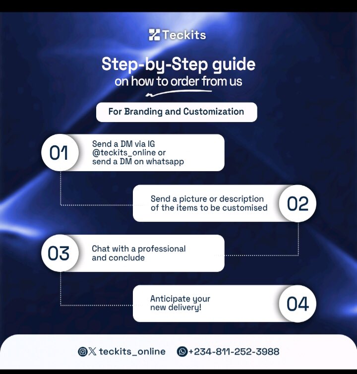 teckits_online's tweet photo. Shopping with us is super easy!🛍️
Follow our simple step-by-step guide, and your order will be ready in no time. No stress, no hassle - just tap and shop!
Got questions? Send us a message or check the link in our bio to get started.
#TeckitsOnline #SimpleShopping https://t.co/jkrqRGfr8x
