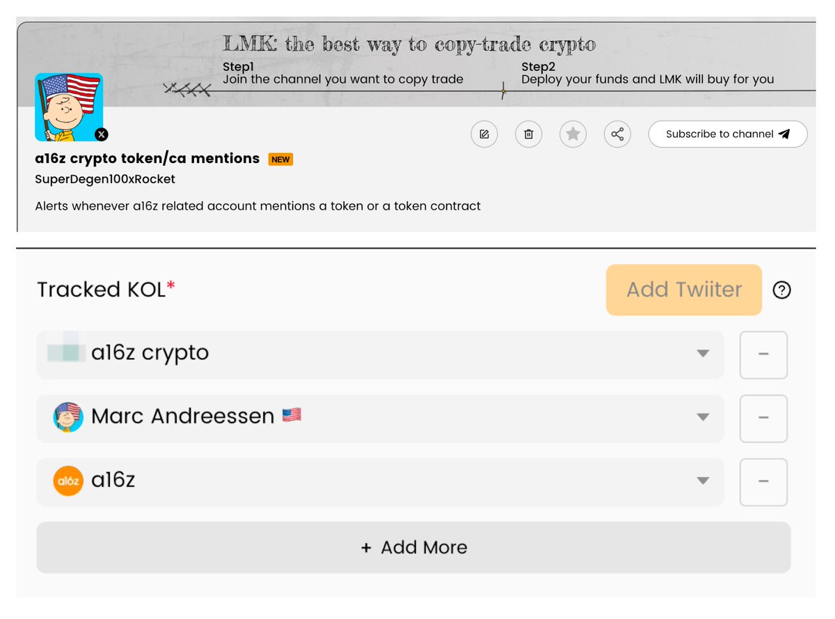 What if there is going to be one?👀

👉here: lmk.fun/detail/1881223…

We add a16z related accounts into our twitter CA/ticker mention tracker. Now it will alerts when <a href="/pmarca/">Marc Andreessen 🇺🇸</a>, <a href="/a16z/">a16z</a> or <a href="/a16zcrypto/">a16z crypto</a> mention any tokens or drop CA.