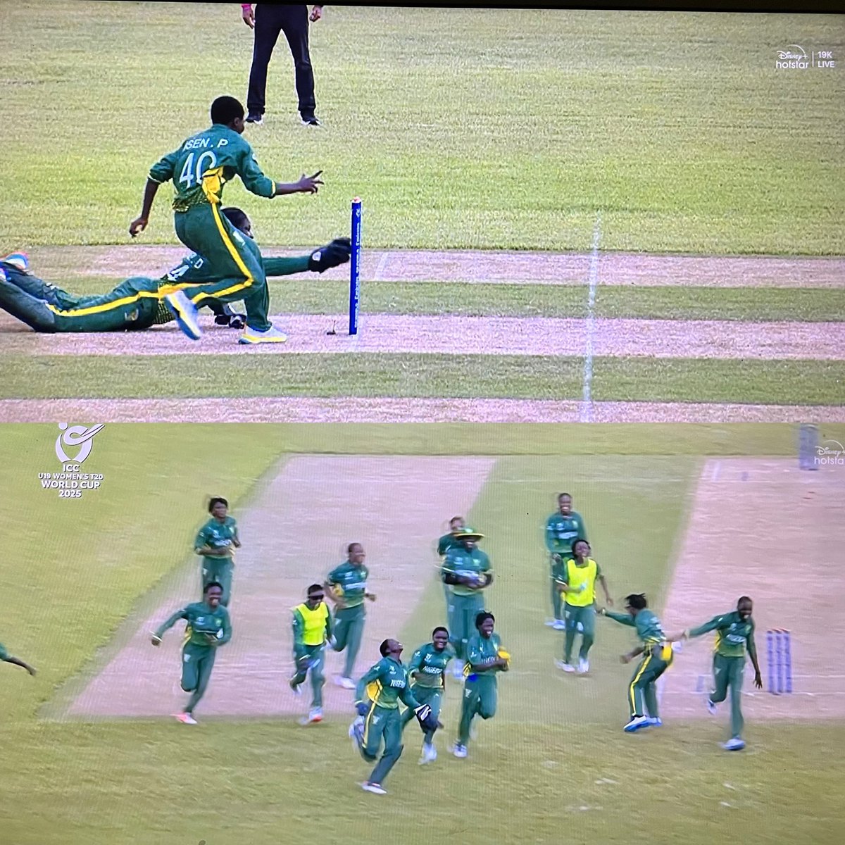 Nigeria U19 Women’s Team 2 runகளில் New Zealandஐ வீழ்த்தி தங்களோட நாட்டுக்கு முதல் World Cup வெற்றிய பரிசளிச்சிருக்காங்க. இதுல சிறப்பு என்னன்னா 6 ballsக்கு 9 runsஅ defend பண்ணி ஜெயிச்சிருக்காங்க. Historic. Ladies First. 🇳🇬🔥🏏 #U19WorldCup2025