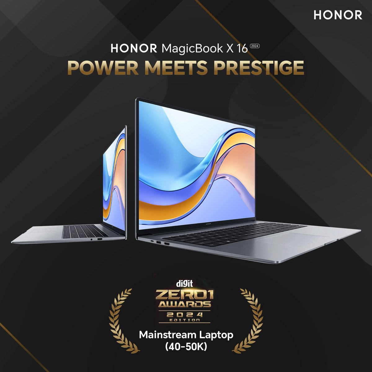 ExploreHONOR's tweet photo. HONOR takes the crown!
HONOR MagicBook X16 won in the mainstream laptop (₹40-50K) segment—delivering power, performance, and prestige in one package!
#HONOR #ExploreHonor #DigitZero1Award #HonorMagicBookX16 https://t.co/lda0ooJOtZ