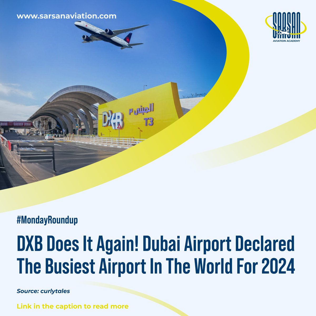 SarsanAviation's tweet photo. 🏆 DXB does it again! Dubai International Airport has been declared the Busiest Airport in the World for 2024! ✈️ This achievement showcases its pivotal role as a global travel hub. 🌏

Read the full story here: https://t.co/A1gjeM5ELH

#MondayRoundup #DubaiAirport #DXB https://t.co/ve8ntoEeel