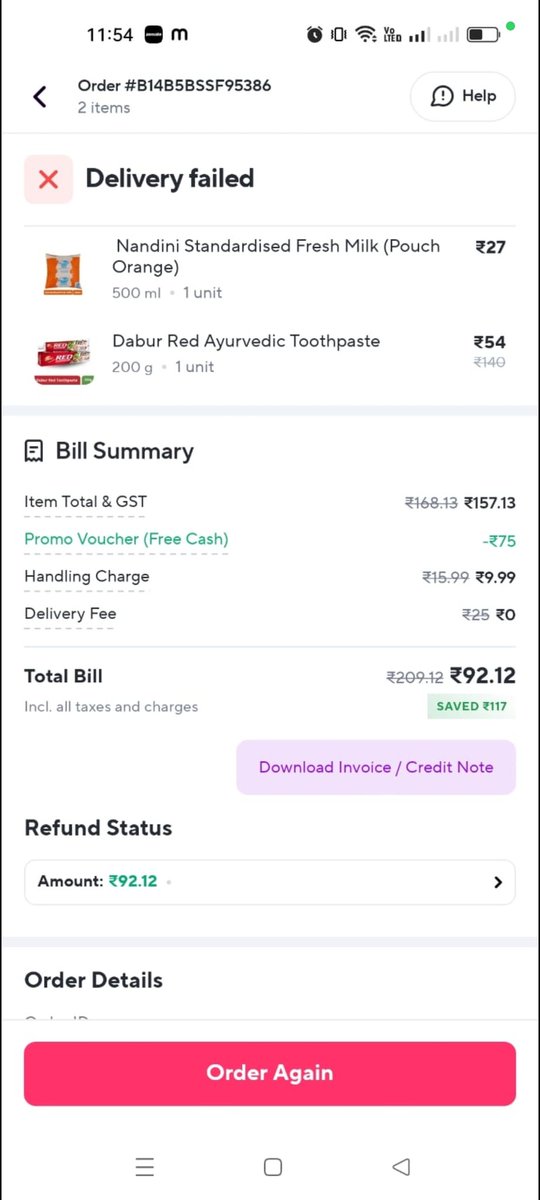 mithunkumar_k's tweet photo. New tactics from zepto, if you use free zepto wallet they will do some nonsense and they won't deliver your order. Very smart @ZeptoNow no response from customer care also. Now if I try to reorder I need to pay in full 🌝.
#stupidstrategy https://t.co/FC09owVPQy