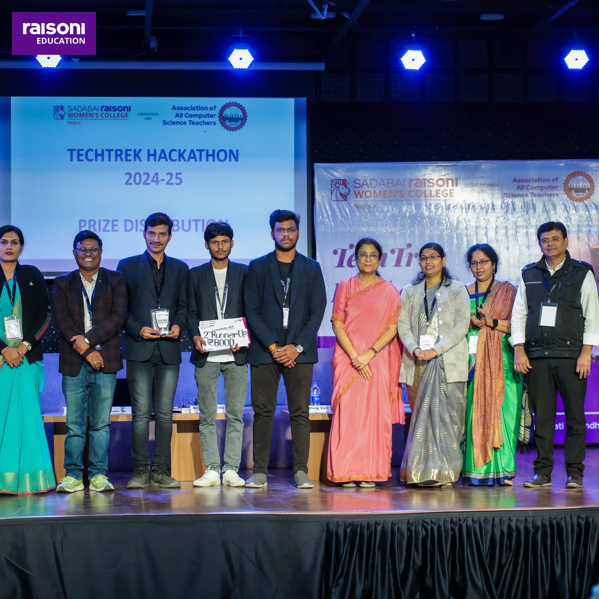 raisoniworld's tweet photo. SRWC, Nagpur, hosted the TechTrek Hackathon Prize Distribution to honour the incredible minds who showcased their talent and problem-solving skills, redefining the future of technology.

#RaisoniEducation #AVisionBeyond #Empowerment #CommunityGrowth #ProudlyRaisonian #SRWC https://t.co/XKitUB29SQ