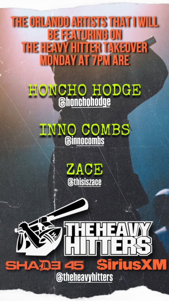 This Monday 7pm est on Shady45 xmradio!    INNO COMBS 🎶🎵