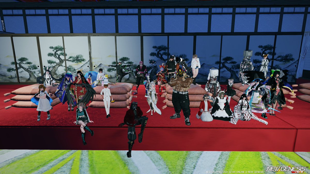hikariprizm457's tweet image. 【新年初笑 大喜利大会】
合同チームイベントが18日に行われましてその時のラストでの集合SSです。ご参加頂いた方ありがとうございました。またよろしくお願いします😉🤚
#まだ見ぬアークスと繋がりたい  #PSO2NGS_SS 
#SOLARIS