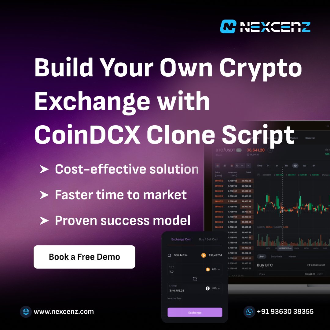nexcenz's tweet image. Launch your own #cryptoexchange with our #CoinDCXCloneScript. Secure,fast & customizable—get started today & build platform for the future!
Get Free Demo-nexcenz.com/coindcx-clone-…
#Cryptolexs #TradeWithCoinDCX #CoinDCX #Web3Go #CryptoTrading #CryptoInvestmentScam #CryptoInvestor