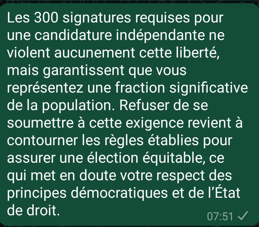 JulesToukap's tweet image. Votre interprétation du mandat impératif est erronée, car cette clause concerne la liberté des élus une fois en fonction, et non les conditions nécessaires pour présenter une candidature à l’élection présidentielle.