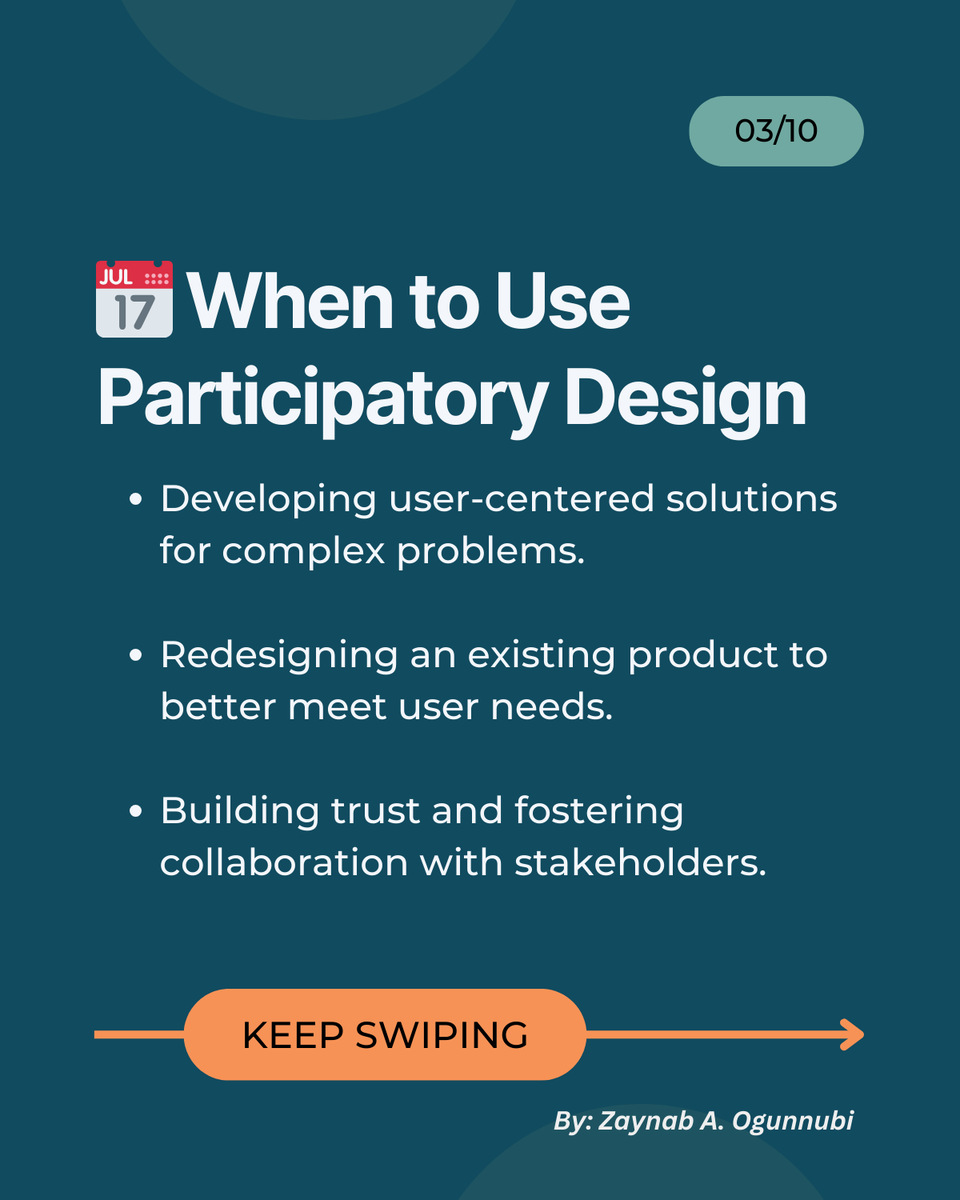 slimfit_zee's tweet photo. When should you co-design? - It’s best used when designing solutions for complex systems or diverse user groups with varying needs.

#ux #research #uxresearch #uxr #researchmethods #ParticipatoryDesign #Tips #uxtips #researchtips #Usability #UserExperience #DesignWorkshops #ucd https://t.co/1FPyxQHGAV